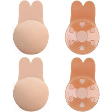 (L, One size) 2 Pairs Sticky Bra Adhesive Invisible Bra, Backless Strapless Reusable Push Up Lift Nipple Covers For Women