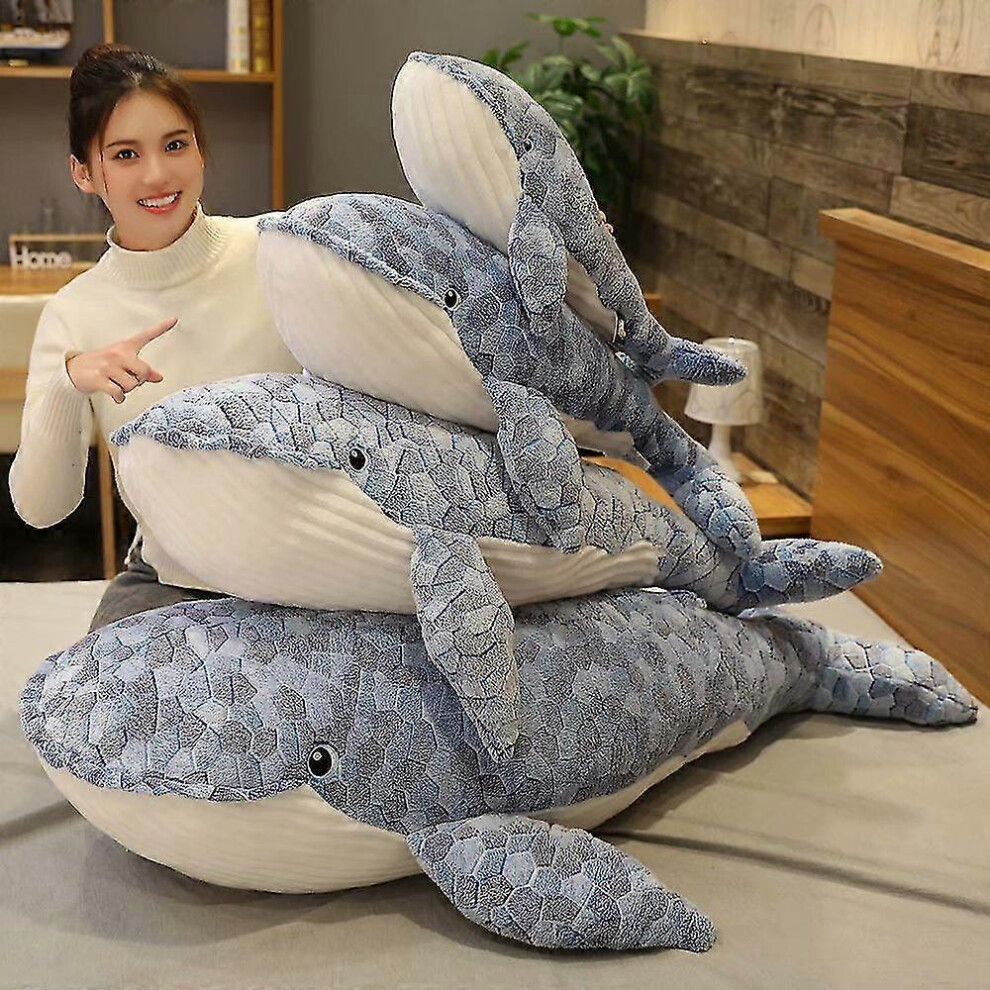 Kikidex (70Cm, One Size) 50-110Cm Giant Size Whale Plush Toy Sea Animals Stuffed Toy Huggable Shark Soft Animal Pillow Kids Gift Blue