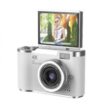 (32g, White) Portable Camera FHD 48MP 4K Digital Camera with 8X Zoom with Flip Screen