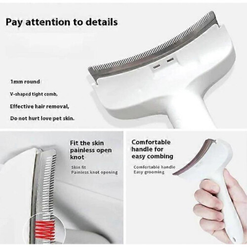 (small,White)V-Tooth Deshedding Comb,Pet Hair Removal Tool,V-Shaped Teeth Pet Comb 2