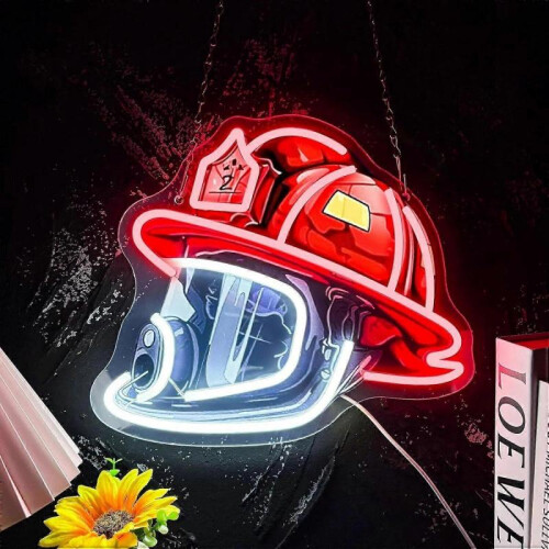 Firefighter Helmet Neon Sign ,Firefighter Helmet LED Light for Wall Decor 1