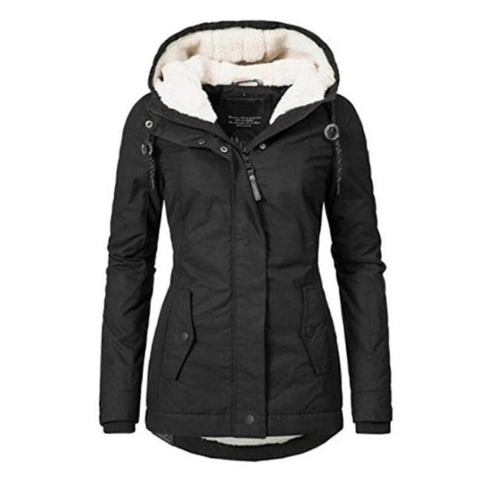 (L, Black) Waterproof Warm Hooded Winter Coat Thickend Fleece Lined Cotton Coat For Women-yujia-image-OPC-PHM2Z2G-NEW