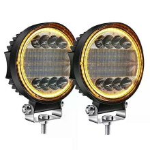 2x 5 tums 200W LED-arbetsljuskombination med spotlight och dimljus för terrängkörning, bärnstensfärgad
