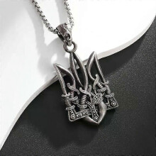 Retro utsökt Neptunus Poseidon Trident halsband Ukrainas nationella emblem hänge HERRMODE coolt
