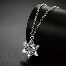 (Stål-1)Vassago Hexagram Herrhalsband Rostfritt Stål Davidsstjärna Hänge Legering Mode Personligt