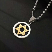 Enkelt rostfritt stål judisk Davidsstjärna hänge sexkantigt stjärnhalsband herrsmycken Jerusalem skydd