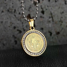 San Benito kors Jesus hänge rostfritt stål kristen Sankt Benedictus halsband män kvinnor bön amulett