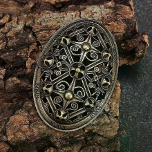 (AL20890-Oro) Spilla vintage a forma di scudo scandinavo, mitologia norrena, spilla celtica in metallo,