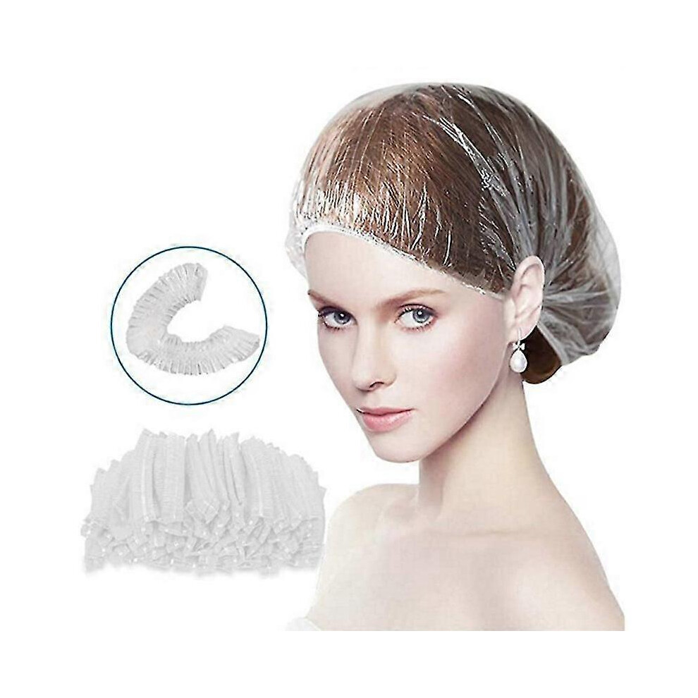 Kikidex Light (As Show, One Size) 200Pcs Disposable Shower Caps, Plastic Transparent Hair Caps Large Thickened Waterproof Shower Caps