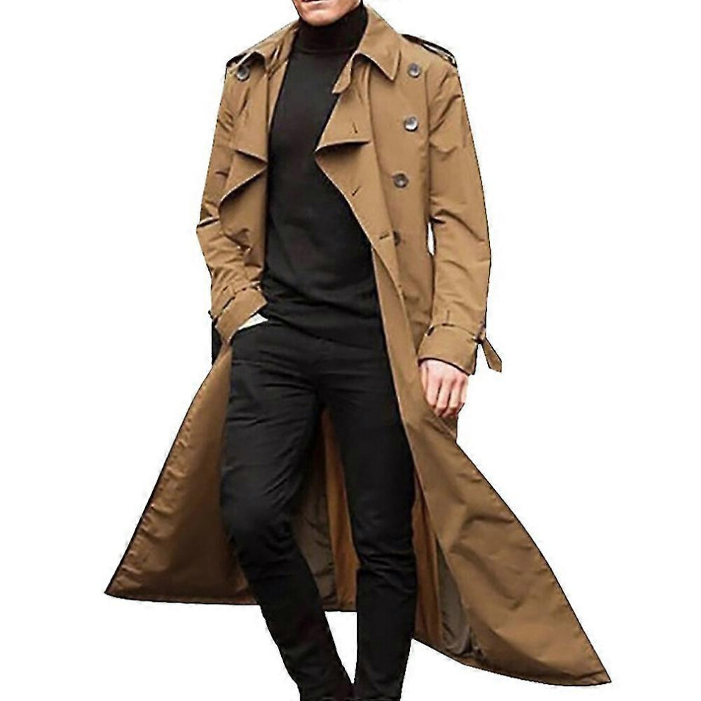 (L, Green) Mens Single Breasted Overcoat Maxi Long Trench Coat Bussiness Formal Evening Party Full Length Jackets Outerwear-image-OPC-PHM59VT-NEW
