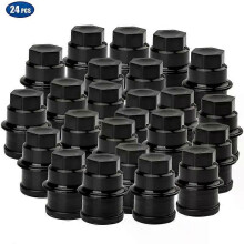 24 delar 22 mm ersättningssats för GMC för Chevrolet för Cadillac svarta hjulmuttrarskydd M27-20 sexkant