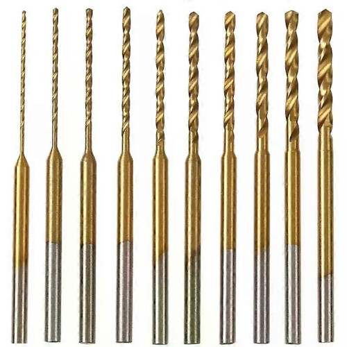 Micro-Twist Drill Bit Set - 10Pcs 06mm-22mm Tiny Drill Bit 235 Shank HSS Mini Engraving Drill Bits Hole