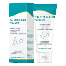 2% Salicylic Acid Facial Cleanser for Oily & Acne-Prone Skin - Hydrating Formula with Hyaluronic Acid, Niacinamide, Ceramide & Citric Acid - 100ml
