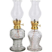 Vintage Oil Lamps For Indoor Use(set Of 2),8 Inch Height Kerosene Lamp With Hurricane Glass,rustic Kerosene