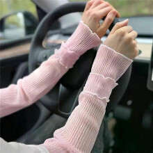 Guantes largos de verano de malla con encaje sin dedos para mujer, protección solar, mangas para los