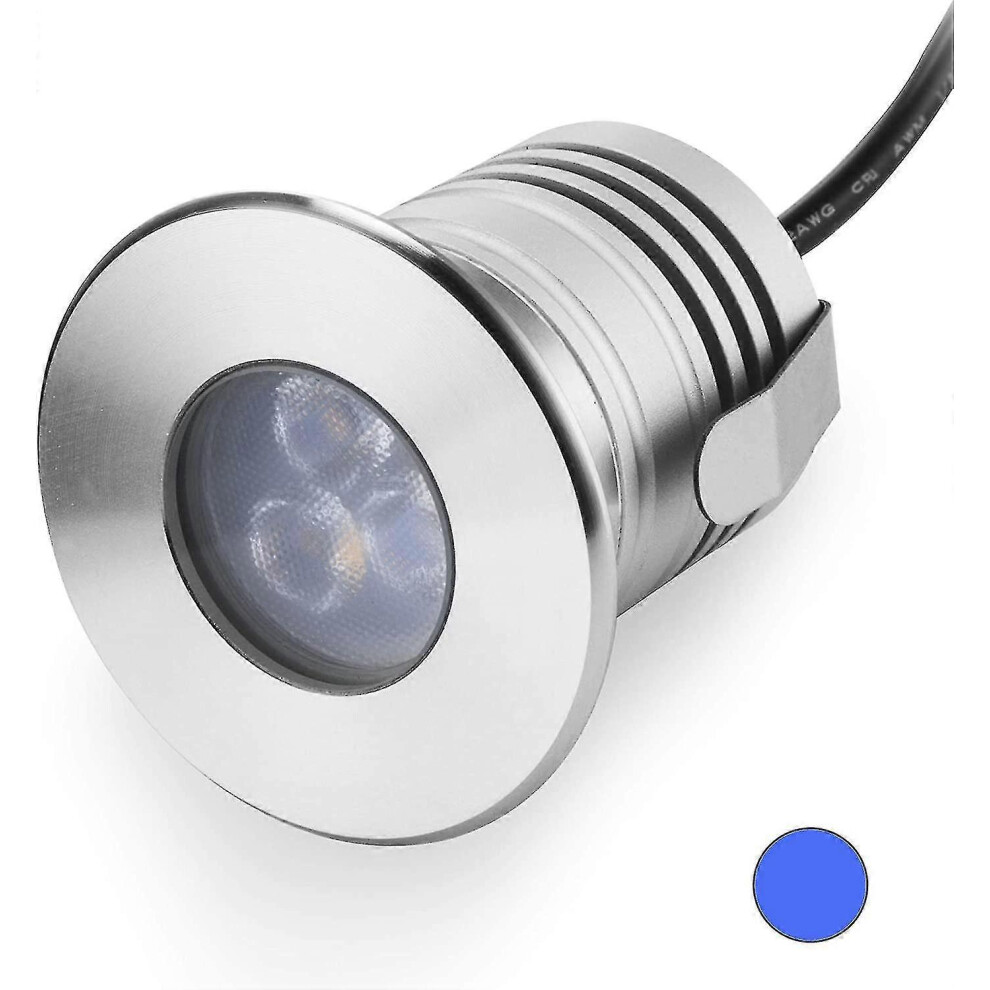 Lampes LED sous-marines pour piscine (bleues), 3 W, 12 V-24 V CC, étanches IP68, en acier inoxydable,