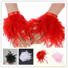 Naturlig strutsfjädermanschett för kvinnor, fjädermanschetter för handleden, elegant fjädertryckknappsarmband,