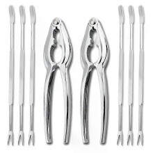Kit de 8 herramientas para mariscos, de acero inoxidable, para cascar patas de cangrejo y tenedores,