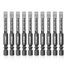 10Pcs Diamond Drill Bits 6mm Dry Diamond Core Drill Bit Set for Ceramic Granite Tile Glass Marble Brick