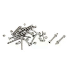GTBL M2 x 20 mm långa insexskruvar med räfflad cylinderhuvud, bultar och muttrar, set med 20 delar