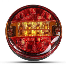 (12V) Universal 12v 24v 20-LED Tail Light back Brake Light Turn Signal Lamp Round Hamburger Lamps For Car Lorry Truck Van Trailer