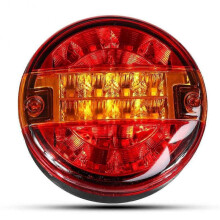 (24V) Universal 12v 24v 20-LED Tail Light back Brake Light Turn Signal Lamp Round Hamburger Lamps For Car Lorry Truck Van Trailer
