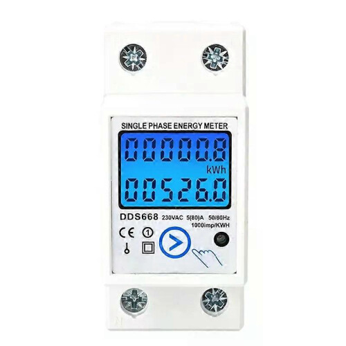 (ΛευκόAC220V) Ψηφιακός μετρητής ενέργειας LCD με ράγα DIN, επ