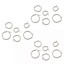 Set di 9 orecchini a cerchio Huggies in acciaio inossidabile da donna, colore argento, da 15 mm, 20