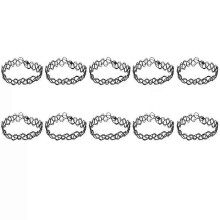 10X Vintage Tattoo Svart Elastiskt Stretch Fotlänk Fotledsarmband Retro Henna