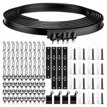 Kit de tringle à rideau flexible noire de 5 m pour fenêtre, droite, pour chambre à coucher ou dortoir