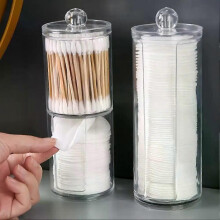 Caja de almacenamiento de algodón cosmético, contenedor de hisopos de algodón transparente con tapa,