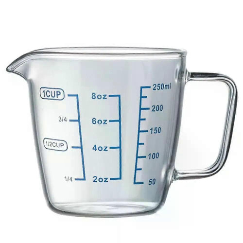 (250ml) Γυάλινο δοσομετρικό κύπελλο 250 ml/500 ml ανθεκτικό στη θερμότ
