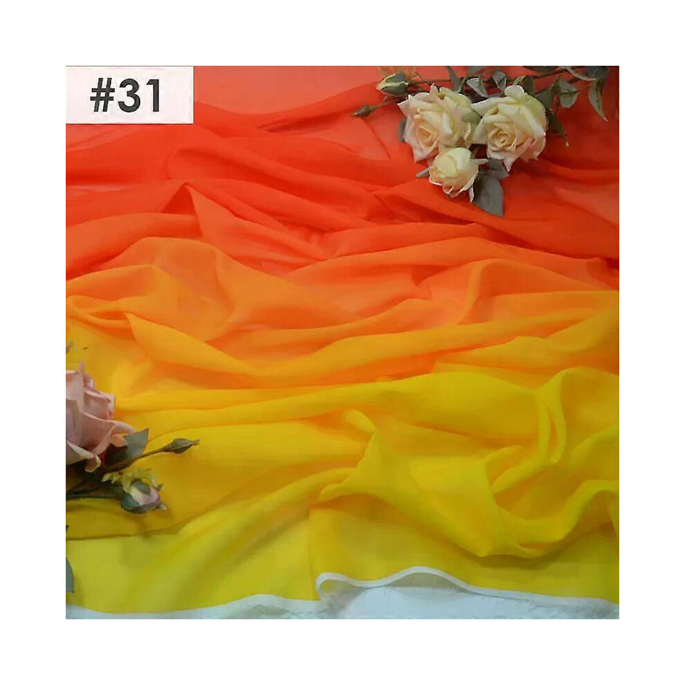 (5M) Tissu en mousseline de soie 100D dégradé de couleurs, tissu en tulle organza pour robe Hanfu de