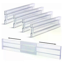 Divisori per cassetti, confezione da 4, regolabili, altezza 8 cm, espandibili da 275 a 52 cm, organizer
