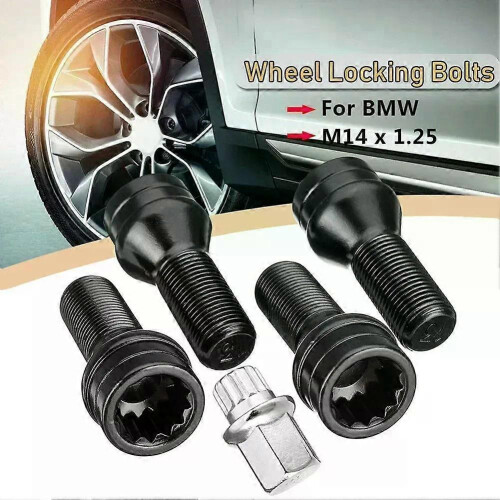 4 τεμάχια M14*125/M12*15 Μαύρα μπουλόνια ασφάλισης τροχών αυτοκ