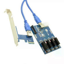 PCIe To PCI Express 1to 4 Slot Riser Card Mini 1X To ExternalI-e Adapter Port Multiplier Card for Miner BTC Expansion Kit