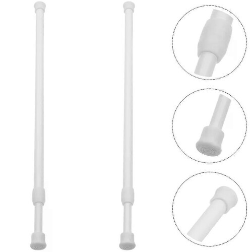 2 Pcs Shower Rod Telescopic White Curtains Tie Suspension Plastic Window Security Bars Adjustable Spring