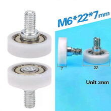 1 pieza M6*22*7 rosca externa de plástico arco esférico convexo rueda tornillo rodamiento rodillo cajón