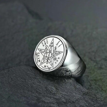 Tetragramma ebraico, anelli con pentagramma ebraico, anello in acciaio inossidabile con pentacolo per