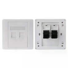 Dold Ethernet-väggplatta 2 portar CAT6 RJ45 Datortelefonuttag Väggadapter för elnät