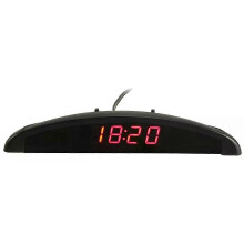 3-i-1 bil 12V digital LED voltmeter spänning temperaturklocka termometer röd