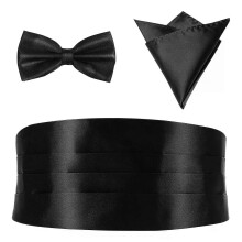 3 piezas de faja de moda para hombre, pañuelo liso, pajarita para hombre, faja para trajes, bolsillo