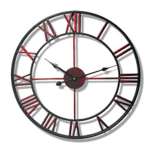 (Dark Red) Garden Clock Outdoor Garden Wall Clock Large Roman Numeral Garden Clock Outdoor Iron Clock Outdoor