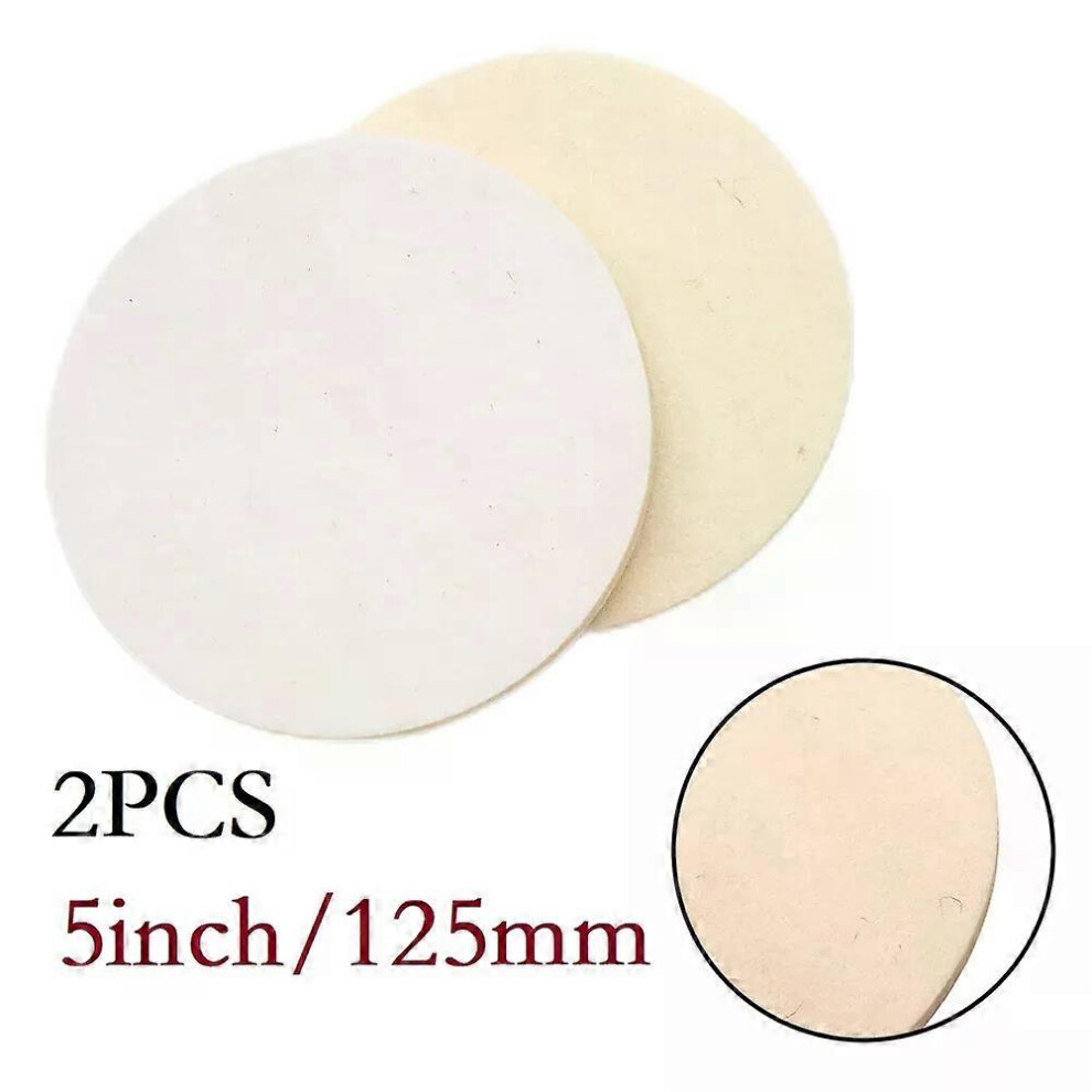 Lot de 2 tampons de polissage en feutre de laine de 125 mm (5 pouces) pour meuleuse d'angle, pour verre,