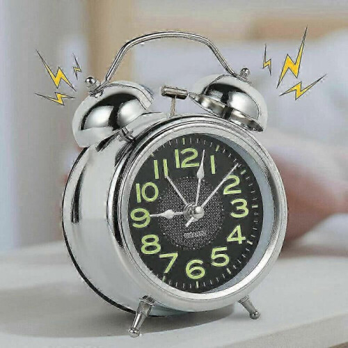 Premium 3-inch Silver Plated Metal Alarm Clock with Night Light 1