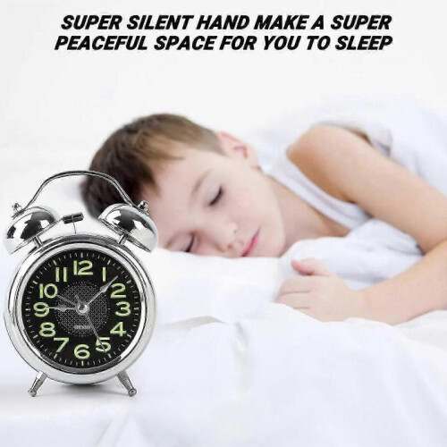 Premium 3-inch Silver Plated Metal Alarm Clock with Night Light 2