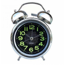 Premium 3-inch Silver Plated Metal Alarm Clock with Night Light