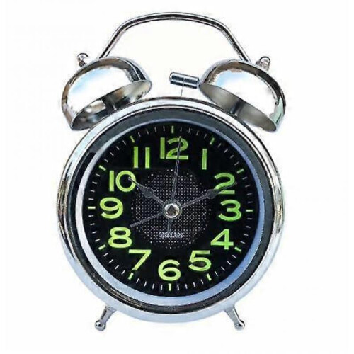 Premium 3-inch Silver Plated Metal Alarm Clock with Night Light