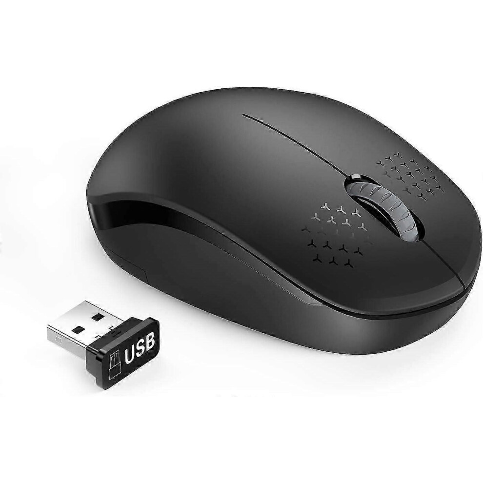 (As Show, One Size) Cordless Mouse - Noiseless Click 2.4G Mice With Usb Nano Receiver For Laptop Pc Tablet Computer (Black) Black 4631898233339