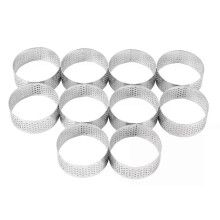 10-pack 5 cm rostfria tårtringar värmebeständiga perforerade tårtmousse-ringar runda ringar för bakning
